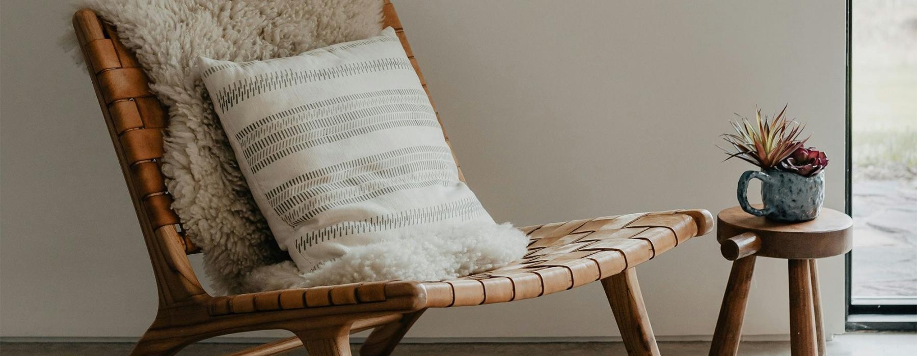 a chair with a pillow